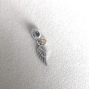 New Angel Wing + Heart Two Tone Charm